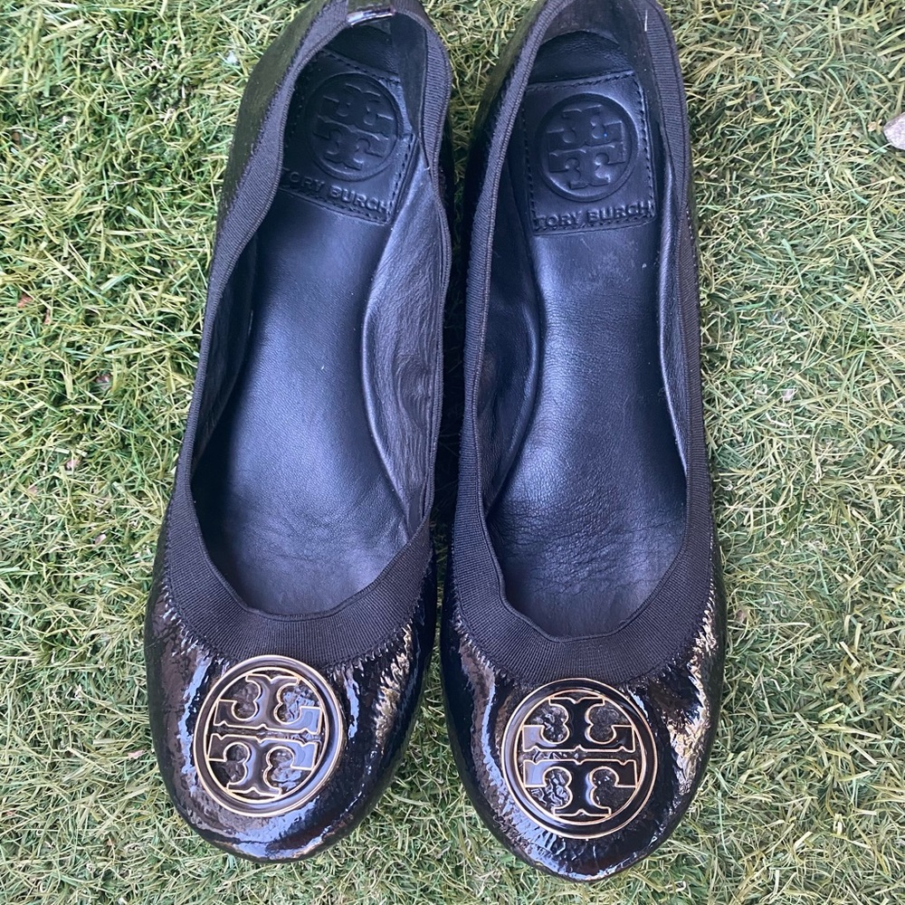 Tory Burch patent black ballet flat
